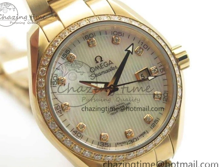 0515 Versatile Aqua Terra Ladies 35mm RG V6F Best Edition White MOP Dial Diam On RG Bracelet A 8104